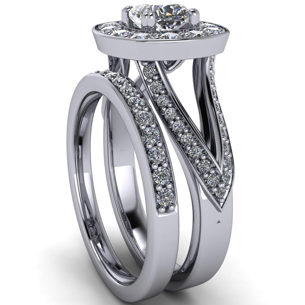 Keaton Cushion Moissanite 4 Double Prong Halo Split Shank Engagement Ring-Custom-Made Jewelry-Fire & Brilliance ®