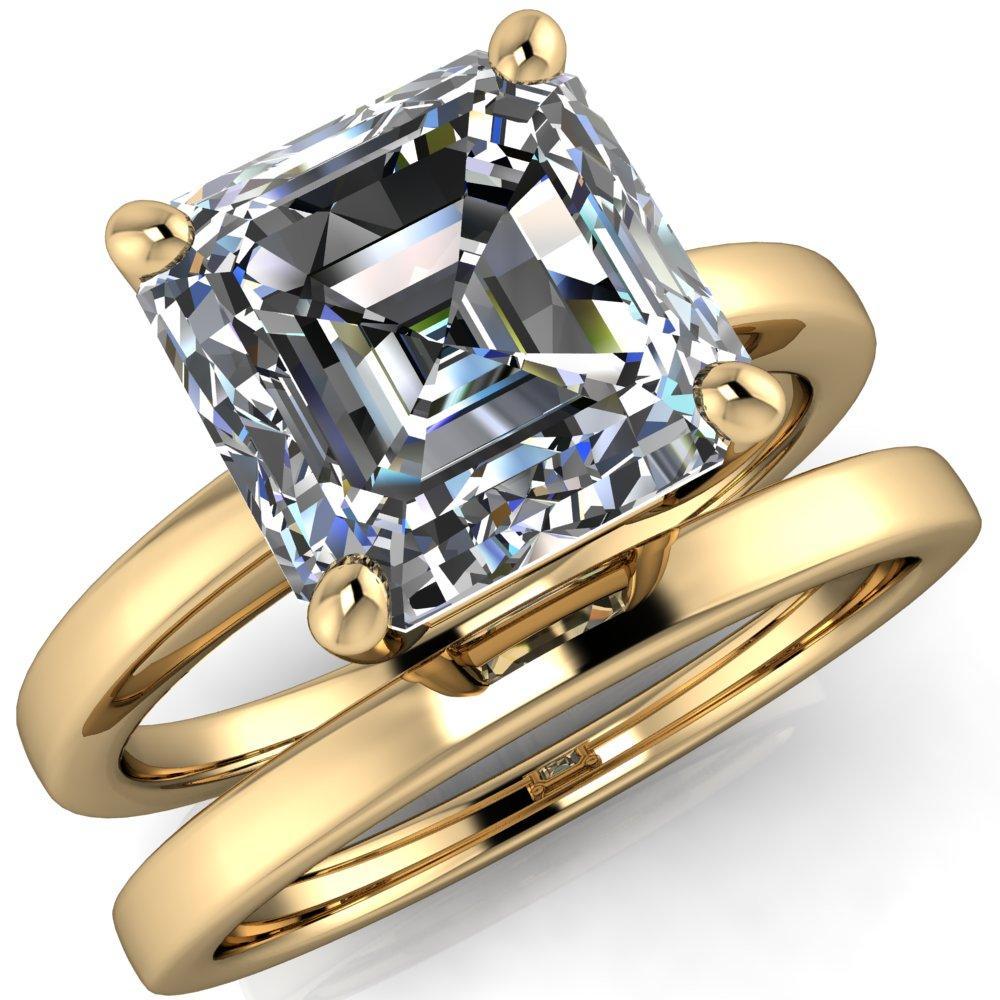 Keegan Asscher Moissanite 4 Prong Engagement Ring-Custom-Made Jewelry-Fire & Brilliance ®