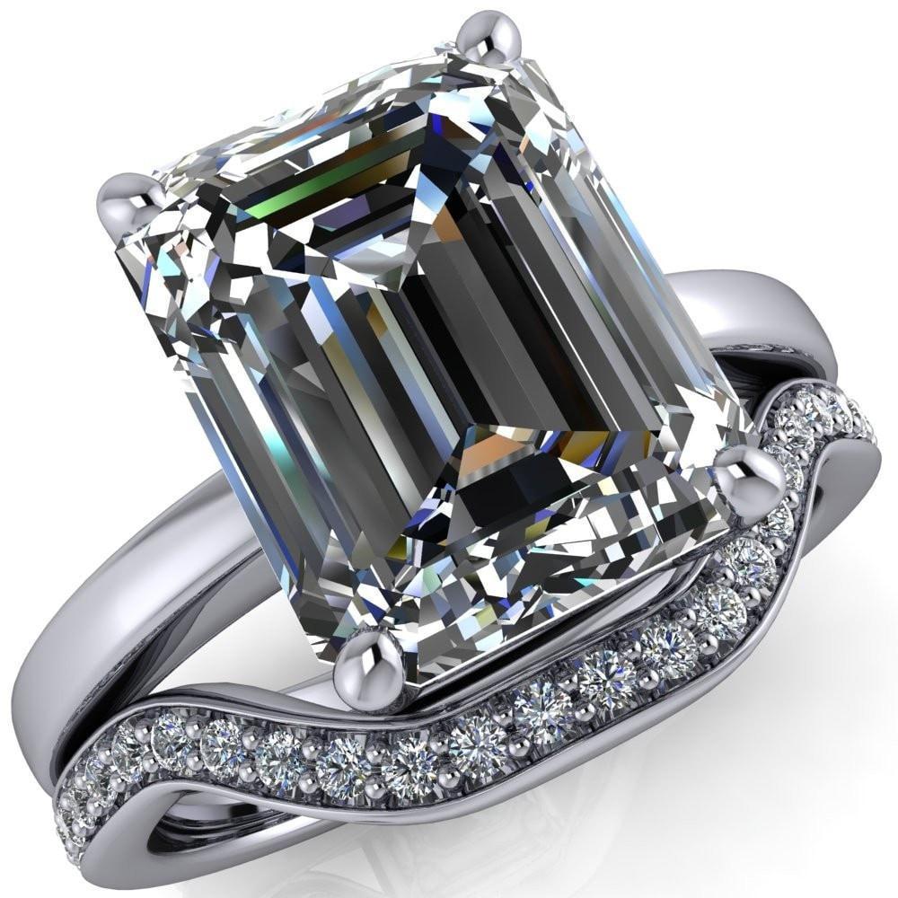 Keegan Emerald Moissanite 4 Prong Engagement Ring-Custom-Made Jewelry-Fire & Brilliance ®
