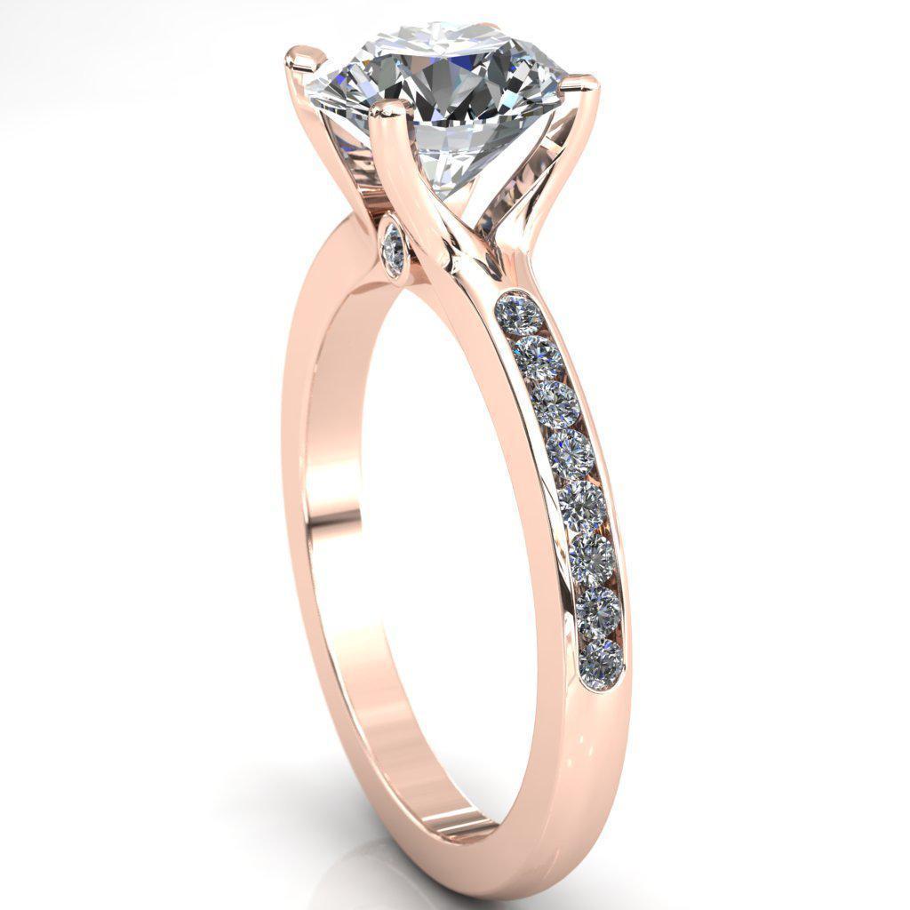 Kehlani Round Moissanite Diamond Shoulder Solitaire Ring with Split Prongs-Custom-Made Jewelry-Fire & Brilliance ®