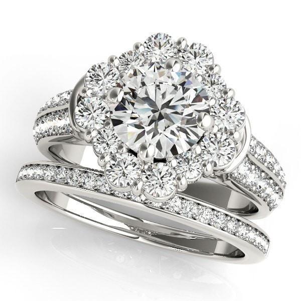 Keilan Round Moissanite Diamond Halo Double Channel Engagement Ring-Custom-Made Jewelry-Fire & Brilliance ®