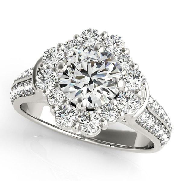 Keilan Round Moissanite Diamond Halo Double Channel Engagement Ring-Custom-Made Jewelry-Fire & Brilliance ®