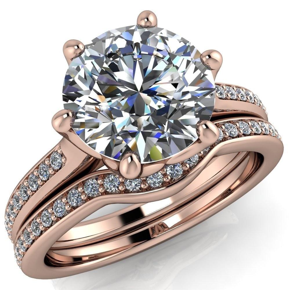 Keller Round Moissanite 6 Prong Diamond Channel Ring-Custom-Made Jewelry-Fire & Brilliance ®