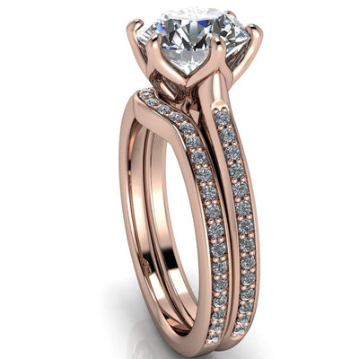 Keller Round Moissanite 6 Prong Diamond Channel Ring-Custom-Made Jewelry-Fire & Brilliance ®