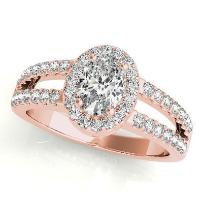 Kelli Oval Moissanite Split Shank Halo Engagement Ring-Custom-Made Jewelry-Fire & Brilliance ®