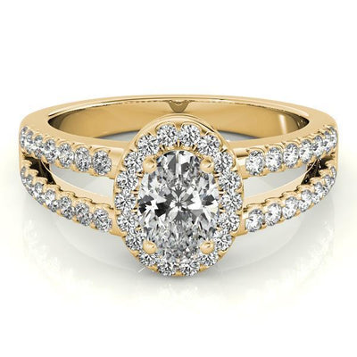 Kelli Oval Moissanite Split Shank Halo Engagement Ring-Custom-Made Jewelry-Fire & Brilliance ®