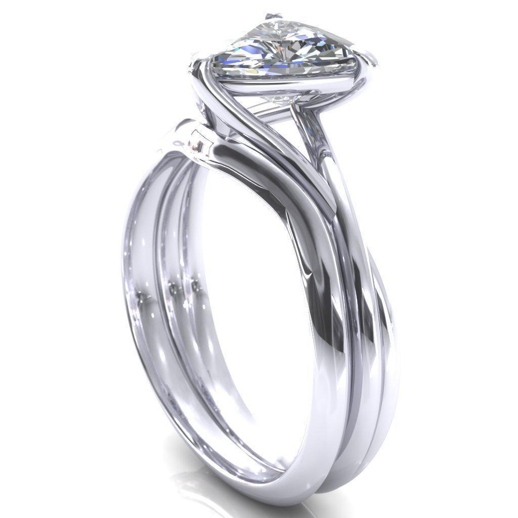 Kelsey Trillion Moissanite 3 Prong Infinity Shank Ring-Custom-Made Jewelry-Fire & Brilliance ®