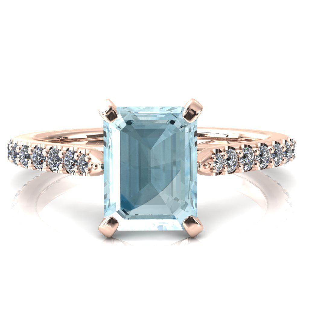 Kelsy Emerald Aqua Blue Spinel 4 Prong 3/4 Shared Scalloped Inverted Cathedral Ring-FIRE & BRILLIANCE