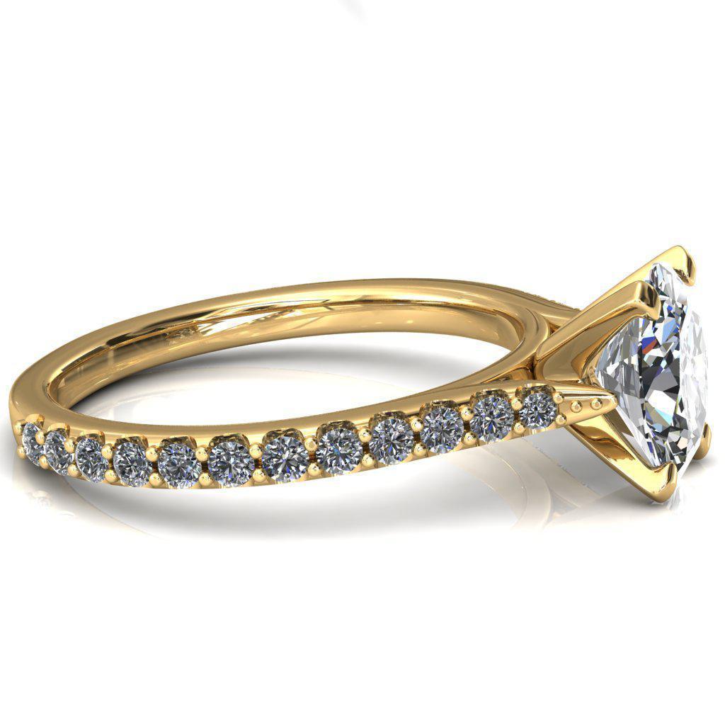 Kelsy Oval Moissanite 4 Prong 3/4 Shared Scalloped Inverted Cathedral Ring-FIRE & BRILLIANCE