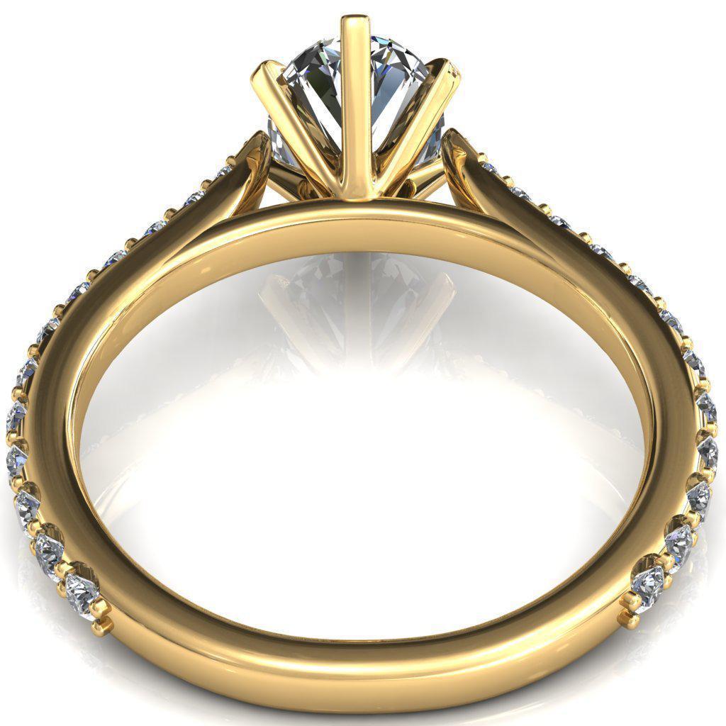 Kelsy Oval Moissanite 6 Prong 3/4 Shared Scalloped Inverted Cathedral Ring-FIRE & BRILLIANCE