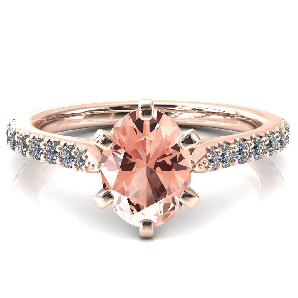 Kelsy Oval Champagne Sapphire 6 Prong 3/4 Shared Scalloped Inverted Cathedral Ring-FIRE & BRILLIANCE