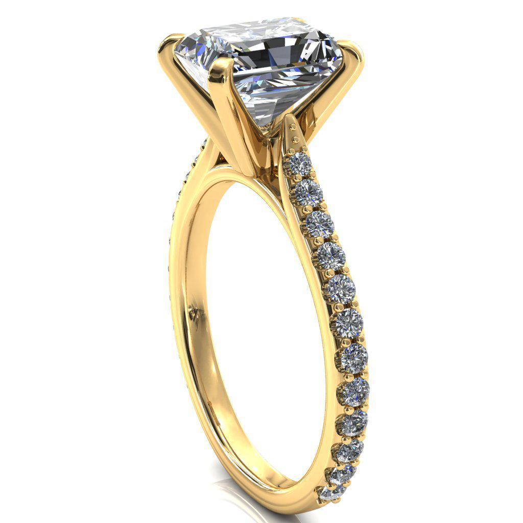 Kelsy Radiant Moissanite 4 Prong 3/4 Shared Scalloped Inverted Cathedral Ring-FIRE & BRILLIANCE