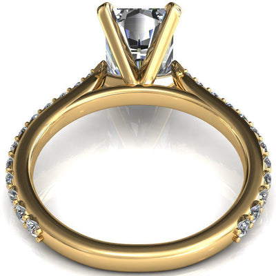 Kelsy Radiant Moissanite 4 Prong 3/4 Shared Scalloped Inverted Cathedral Ring-FIRE & BRILLIANCE