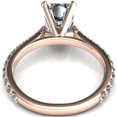 Kelsy Radiant Moissanite 4 Prong 3/4 Shared Scalloped Inverted Cathedral Ring-FIRE & BRILLIANCE