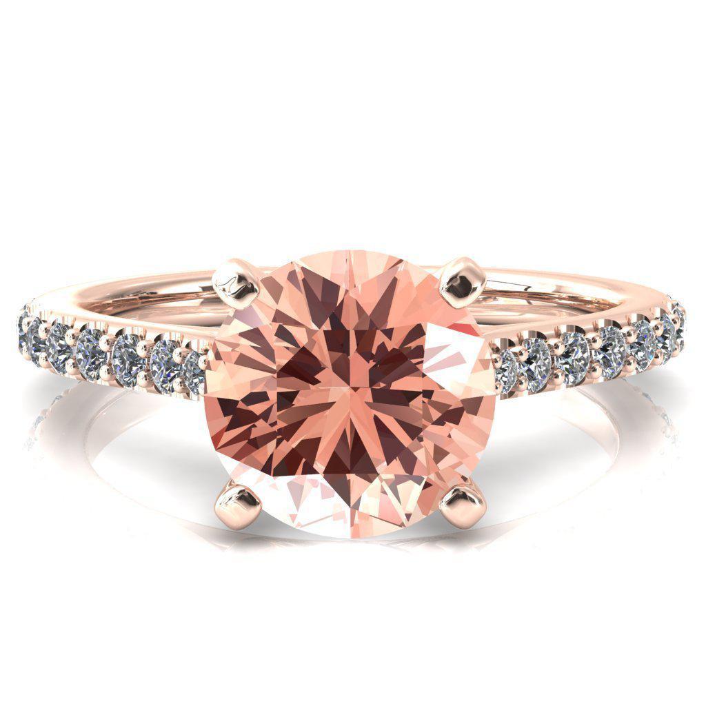 Kelsy Round Champagne Sapphire 4 Prong 3/4 Shared Scalloped Inverted Cathedral Ring-FIRE & BRILLIANCE
