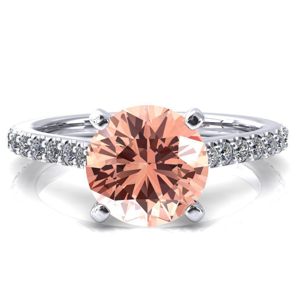 Kelsy Round Champagne Sapphire 4 Prong 3/4 Shared Scalloped Inverted Cathedral Ring-FIRE & BRILLIANCE