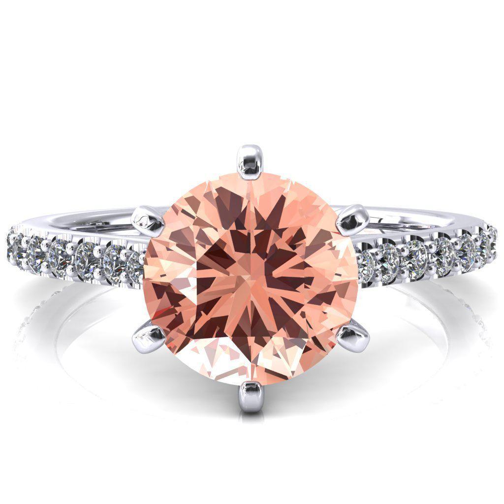 Kelsy Round Champagne Sapphire 6 Prong 3/4 Shared Scalloped Inverted Cathedral Ring-FIRE & BRILLIANCE