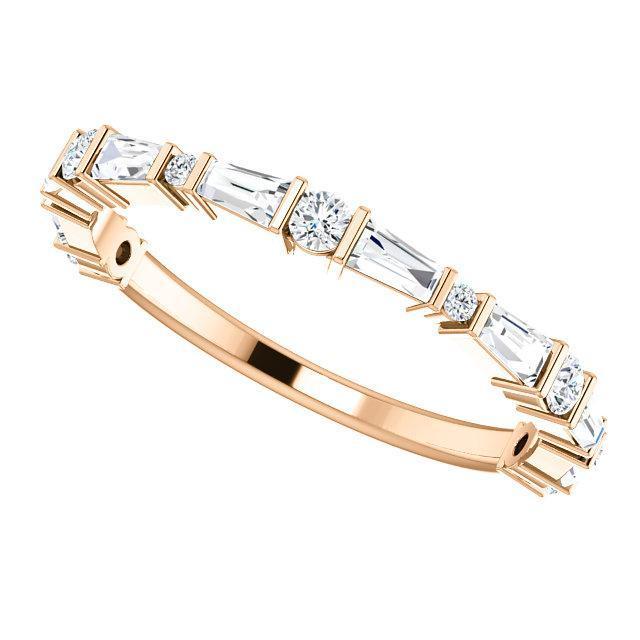 Kenla Round and Tapered Baguette Diamond 3/4 Eternity Bar Set Band-Wedding and Anniversary Bands-Fire & Brilliance ®