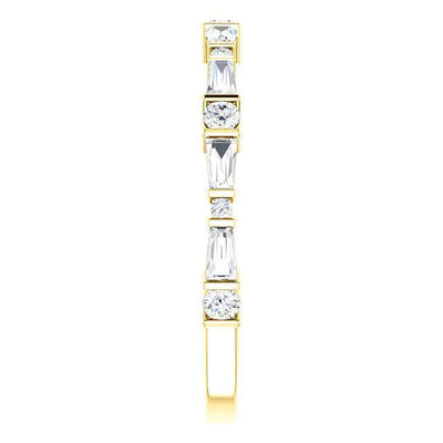 Kenla Round and Tapered Baguette Diamond 3/4 Eternity Bar Set Band-Wedding and Anniversary Bands-Fire & Brilliance ®