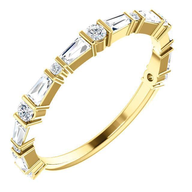 14K Round Baguette Diamond Bar Set Eternity Band Two-Tone Gold - Made For  Love Jewelry