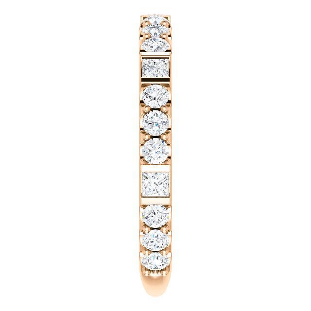 Kenla Square and Round Diamond 3/4 Eternity Bezel with Prongs Band-Wedding and Anniversary Bands-Fire & Brilliance ®