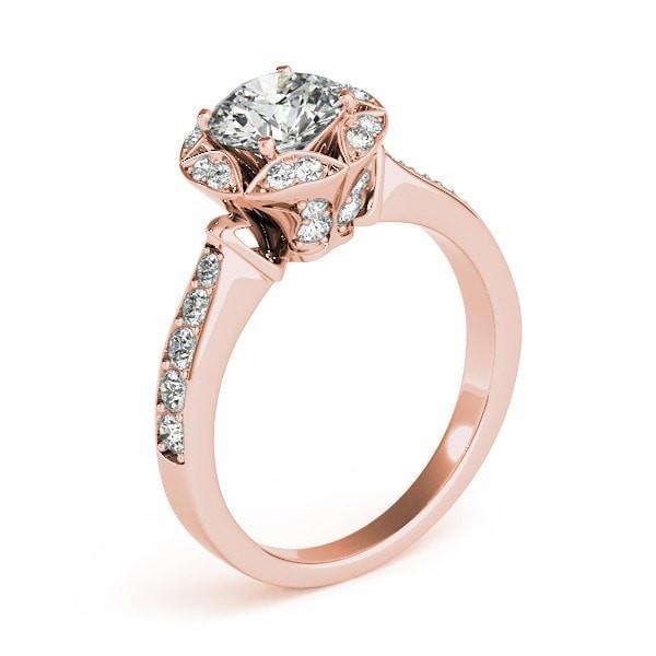 Kerrie Round Moissanite Hexagram Halo 4 Prong Engagement Ring-Custom-Made Jewelry-Fire & Brilliance ®