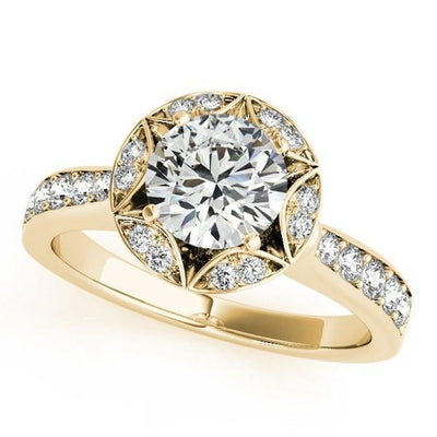 Kerrie Round Moissanite Hexagram Halo 4 Prong Engagement Ring-Custom-Made Jewelry-Fire & Brilliance ®