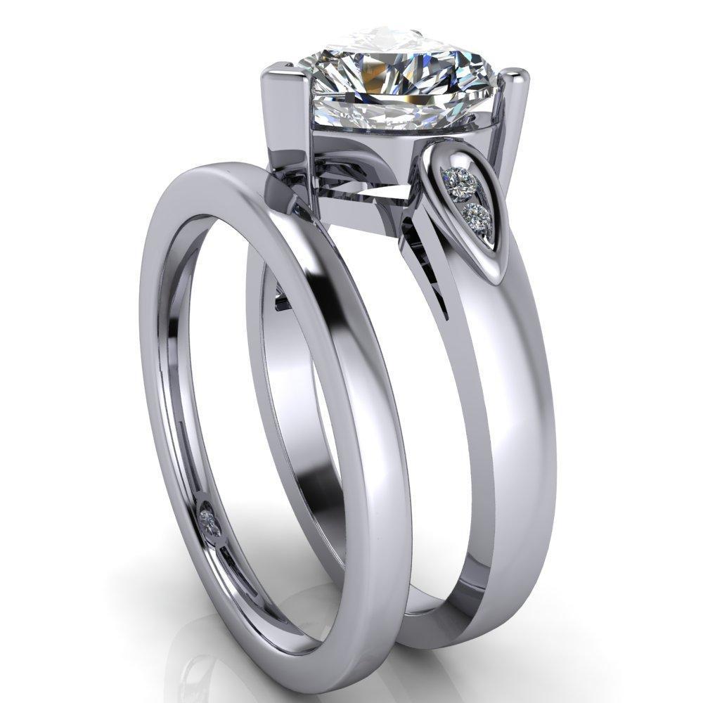 Kiera Heart Moissanite Drop Shoulders Shank Diamond Ring-Custom-Made Jewelry-Fire & Brilliance ®