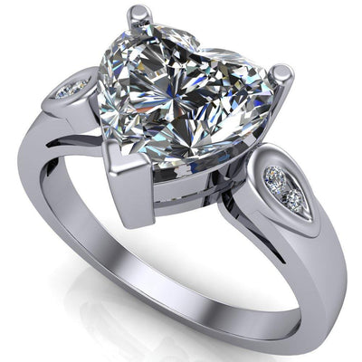 Kiera Heart Moissanite Drop Shoulders Shank Diamond Ring-Custom-Made Jewelry-Fire & Brilliance ®