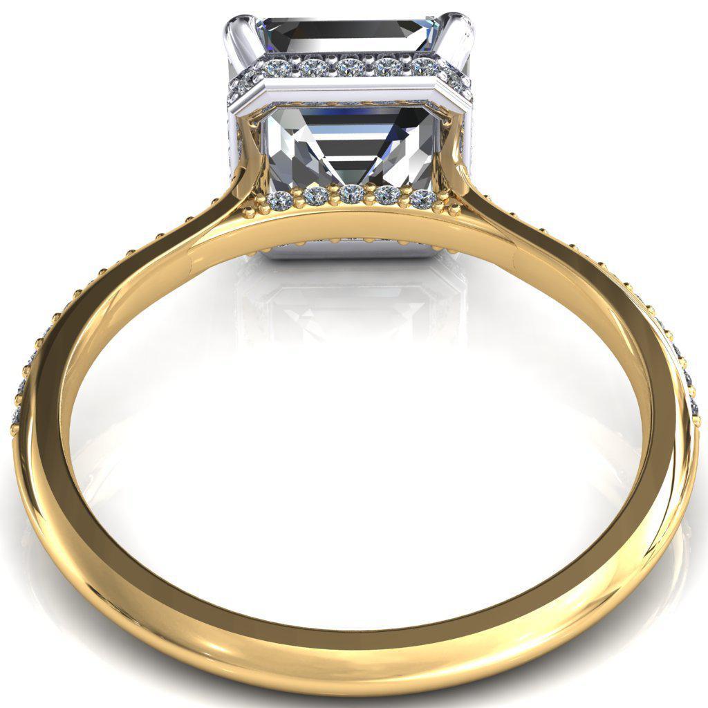 Kiki Asscher Moissanite 4 Prongs Claw Floating Halo 1/2 Pinpoint Inverted Cathedral Ring-FIRE & BRILLIANCE