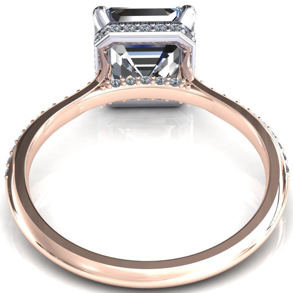 Kiki Asscher Moissanite 4 Prongs Claw Floating Halo 1/2 Pinpoint Inverted Cathedral Ring-FIRE & BRILLIANCE