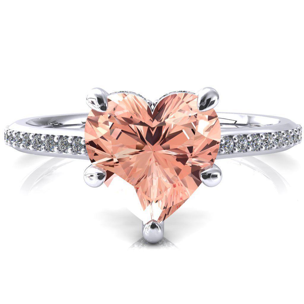 Kiki Heart Champagne Sapphire 5 Prongs Claw Floating Halo 1/2 Pinpoint Inverted Cathedral Ring-FIRE & BRILLIANCE