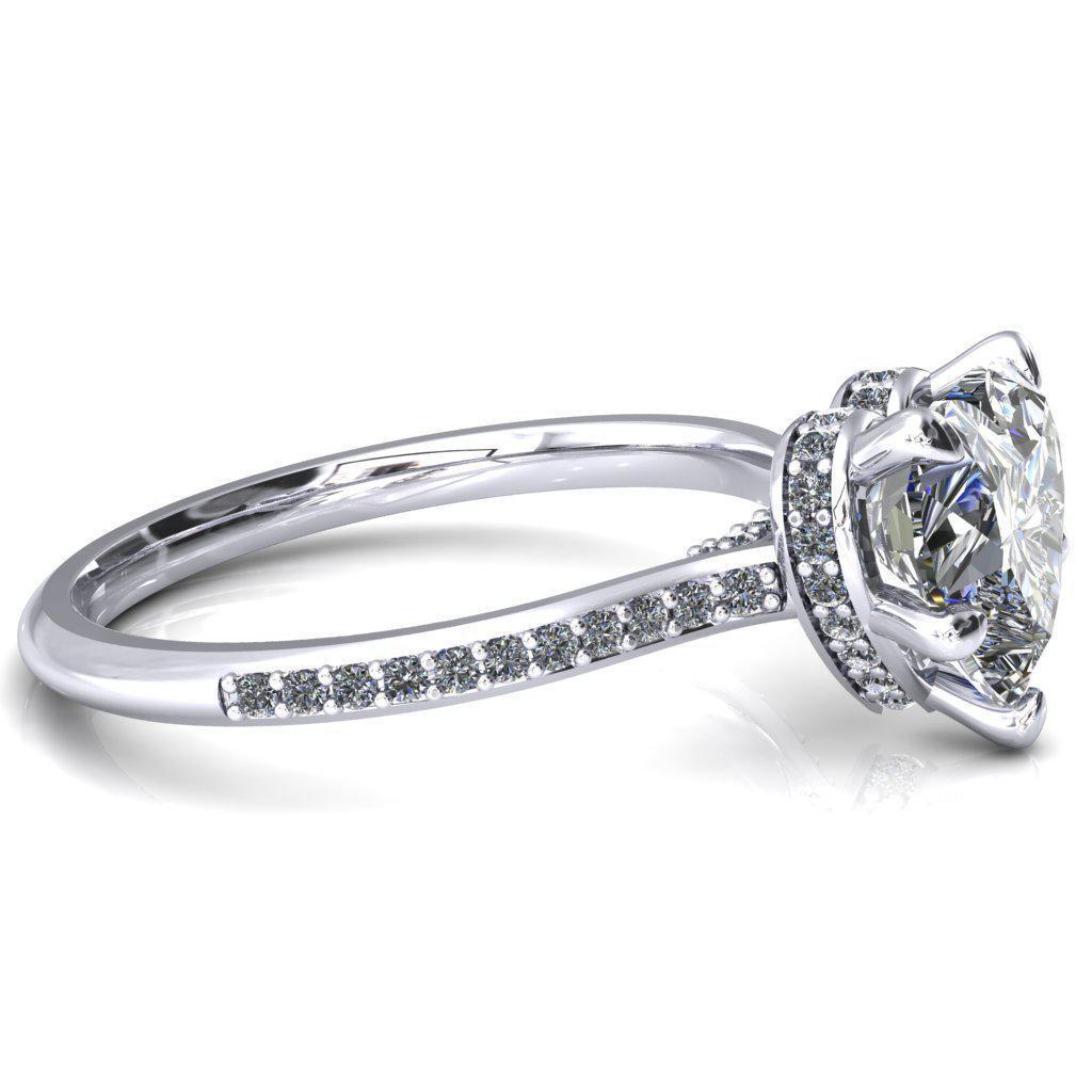 Kiki Heart Moissanite 5 Prongs Claw Floating Halo 1/2 Pinpoint Inverted Cathedral Ring-FIRE & BRILLIANCE