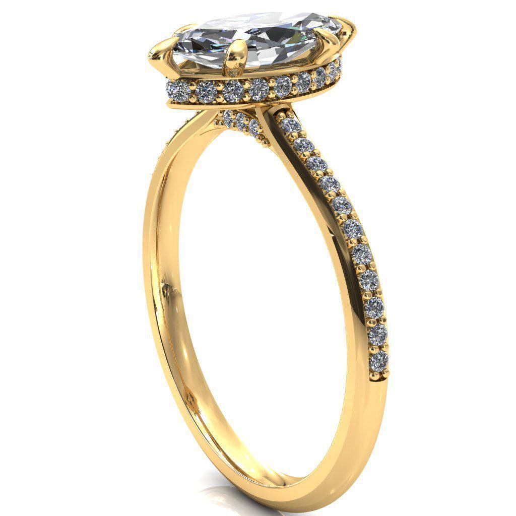 Kiki Marquise Moissanite 6 Prongs Claw Floating Halo 1/2 Pinpoint Inverted Cathedral Ring-FIRE & BRILLIANCE