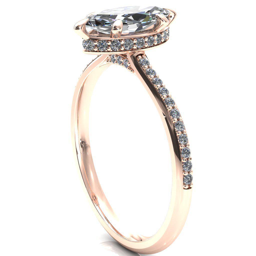 Kiki Marquise Moissanite 6 Prongs Claw Floating Halo 1/2 Pinpoint Inverted Cathedral Ring-FIRE & BRILLIANCE