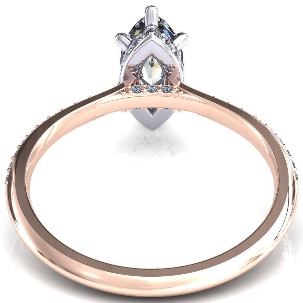 Kiki Marquise Moissanite 6 Prongs Claw Floating Halo 1/2 Pinpoint Inverted Cathedral Ring-FIRE & BRILLIANCE