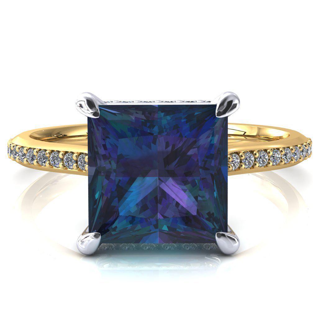 Kiki Princess Alexandrite 4 Prongs Claw Floating Halo 1/2 Pinpoint Inverted Cathedral Ring-FIRE & BRILLIANCE