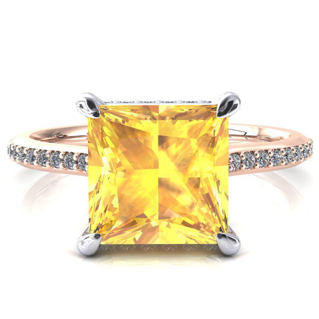 Kiki Princess Yellow Sapphire 4 Prongs Claw Floating Halo 1/2 Pinpoint Inverted Cathedral Ring-FIRE & BRILLIANCE