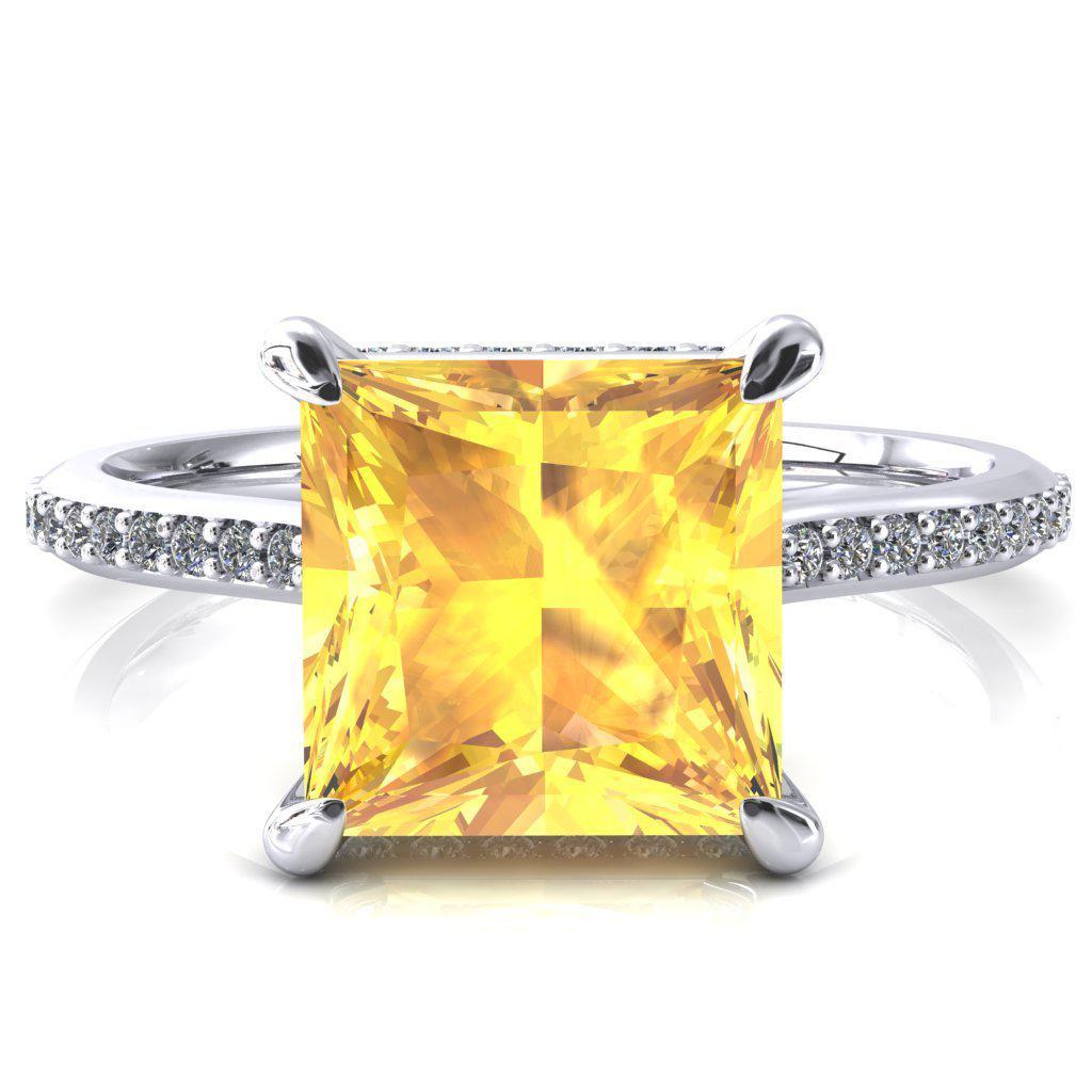 Kiki Princess Yellow Sapphire 4 Prongs Claw Floating Halo 1/2 Pinpoint Inverted Cathedral Ring-FIRE & BRILLIANCE