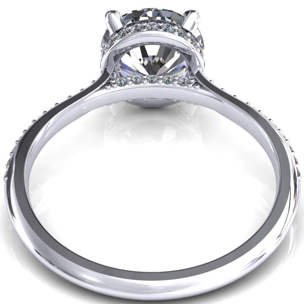 Kiki Round Moissanite 4 Prongs Claw Floating Halo 1/2 Pinpoint Inverted Cathedral Ring-FIRE & BRILLIANCE