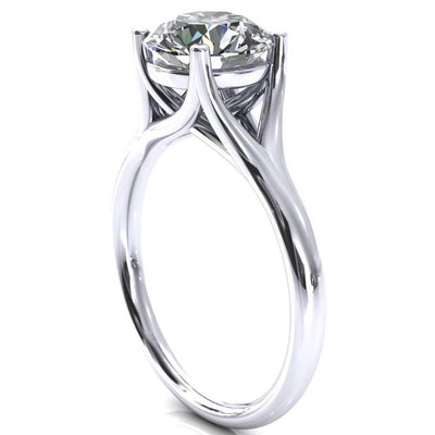 Kingsley Round Moissanite 4 Prong Split Shank Comfort Fit Ring-Custom-Made Jewelry-Fire & Brilliance ®