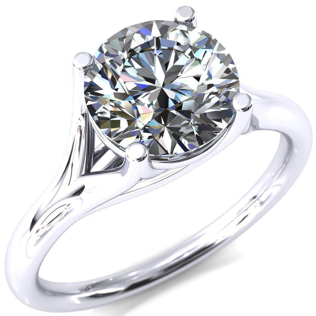 Kingsley Round Moissanite 4 Prong Split Shank Comfort Fit Ring-Custom-Made Jewelry-Fire & Brilliance ®