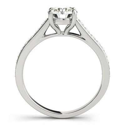 Kinsley Round Moissanite Under Bezel Cathedral 4 Prong Engagement Ring-Custom-Made Jewelry-Fire & Brilliance ®