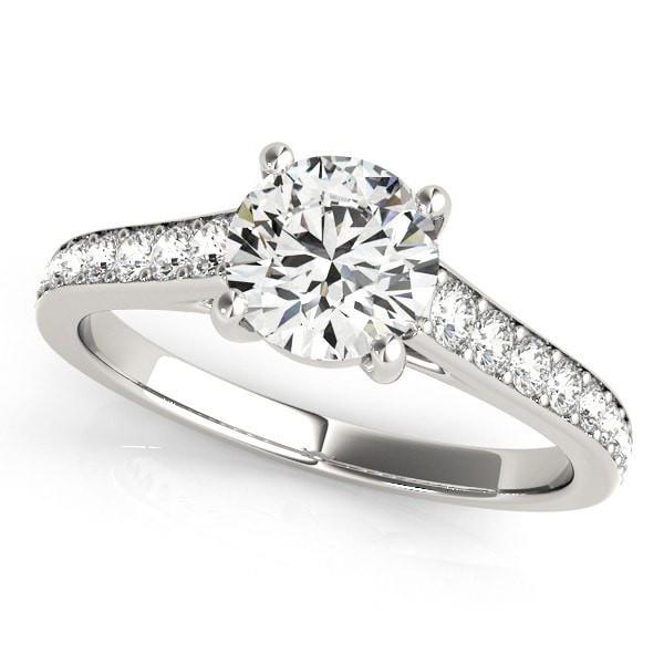 Kinsley Round Moissanite Under Bezel Cathedral 4 Prong Engagement Ring-Custom-Made Jewelry-Fire & Brilliance ®