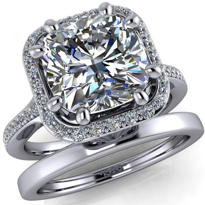 Kizzie Cushion Moissanite 4 Prong Engagement Ring-Custom-Made Jewelry-Fire & Brilliance ®