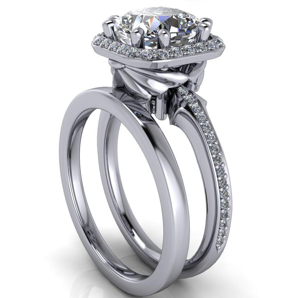 Kizzie Cushion Moissanite 4 Prong Engagement Ring-Custom-Made Jewelry-Fire & Brilliance ®