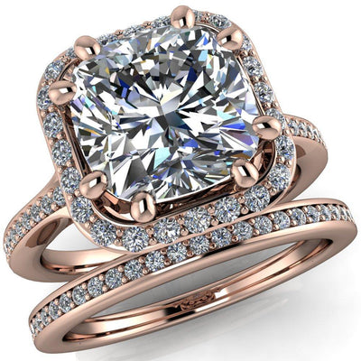 Kizzie Cushion Moissanite 4 Prong Engagement Ring-Custom-Made Jewelry-Fire & Brilliance ®