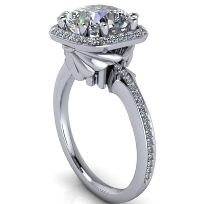 Kizzie Cushion Moissanite 4 Prong Engagement Ring-Custom-Made Jewelry-Fire & Brilliance ®