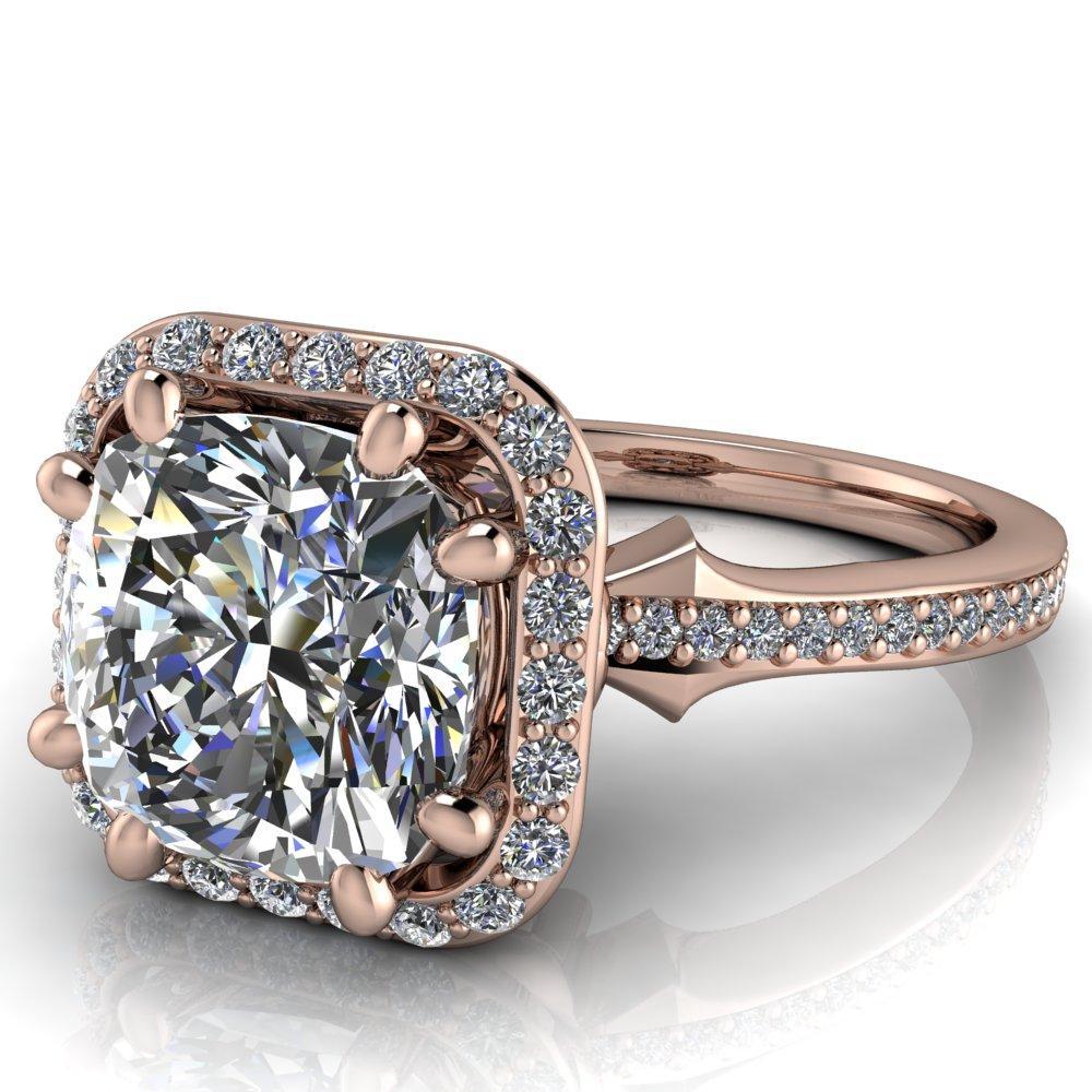 Kizzie Cushion Moissanite 4 Prong Engagement Ring-Custom-Made Jewelry-Fire & Brilliance ®