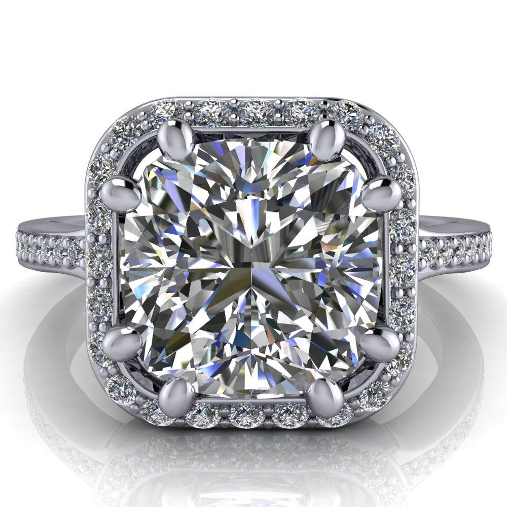 Kizzie Cushion Moissanite 4 Prong Engagement Ring-Custom-Made Jewelry-Fire & Brilliance ®